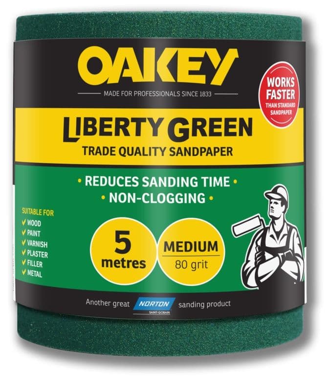 Oakey Liberty Green Sanding Roll 5m - Medium 80g