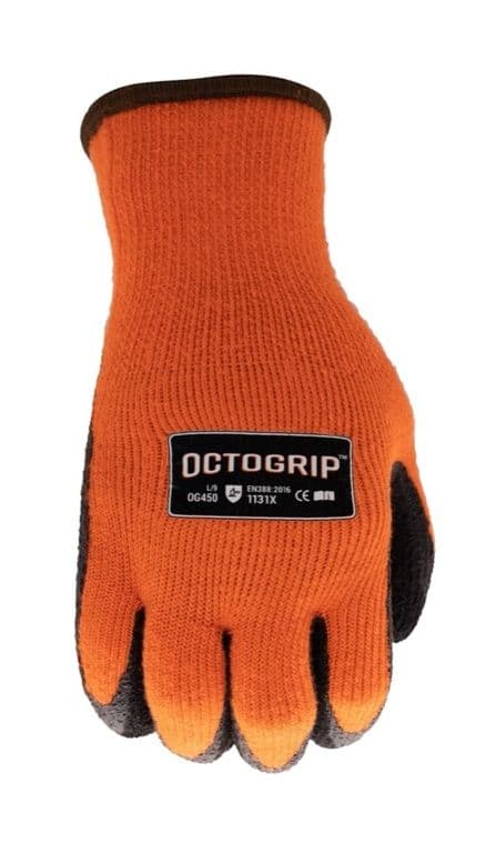 Octogrip 10g Winter Fleece Lined Glove with Foam Latex Palm - Lrg
