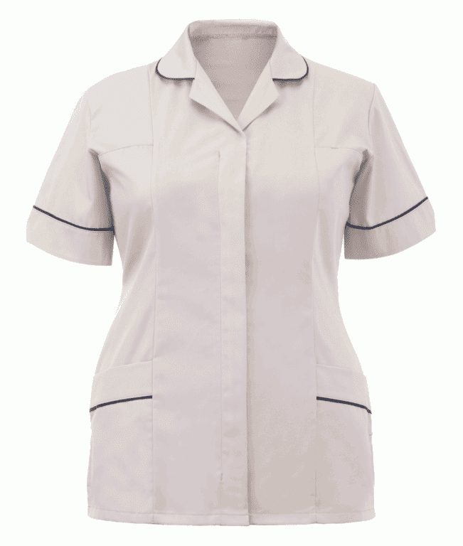 Orbit Ladies Tunic White With Navy Trim - Size 24