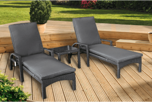 Pagoda Amalfi Sunlounger x 2 With Side Table