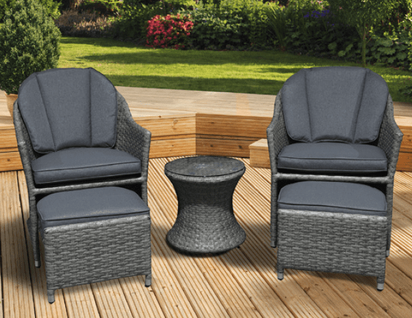 Pagoda Corfu Rattan Companion Set - 2 x Chairs. 1 x Table, 2 x Foot Stools