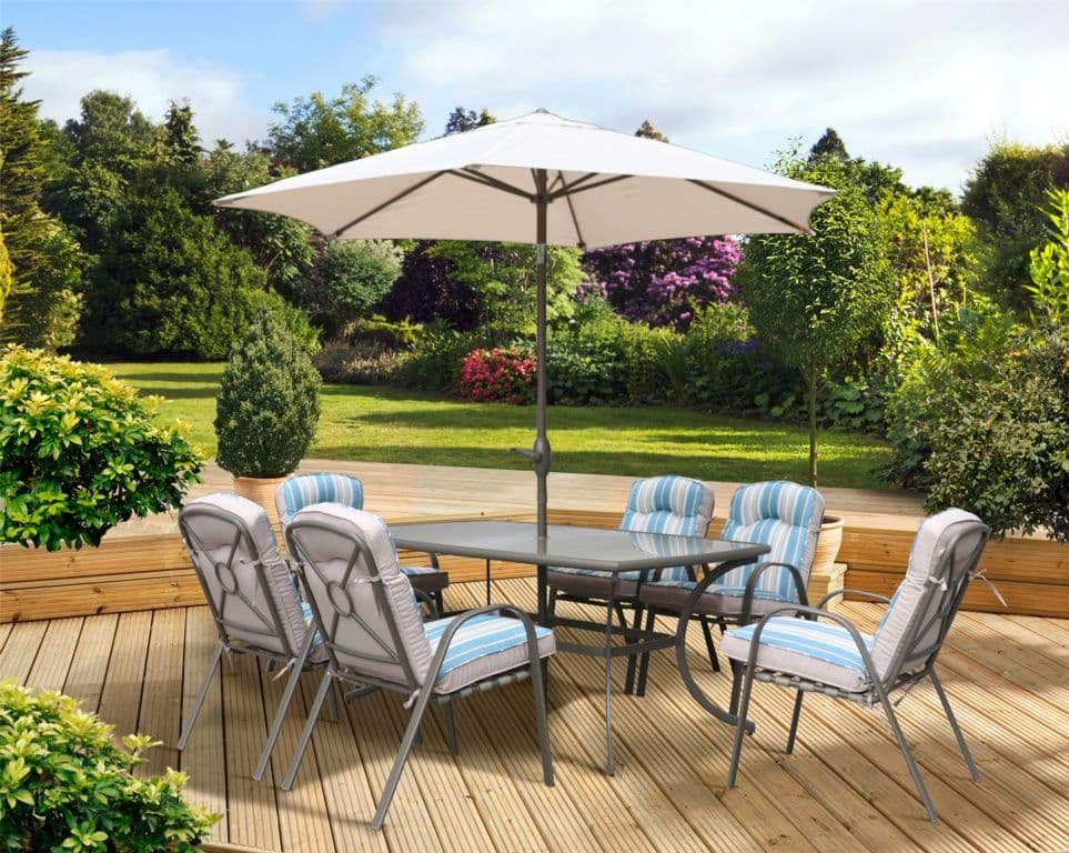 Pagoda Roma Dining Set With Parasol - 6 Seat