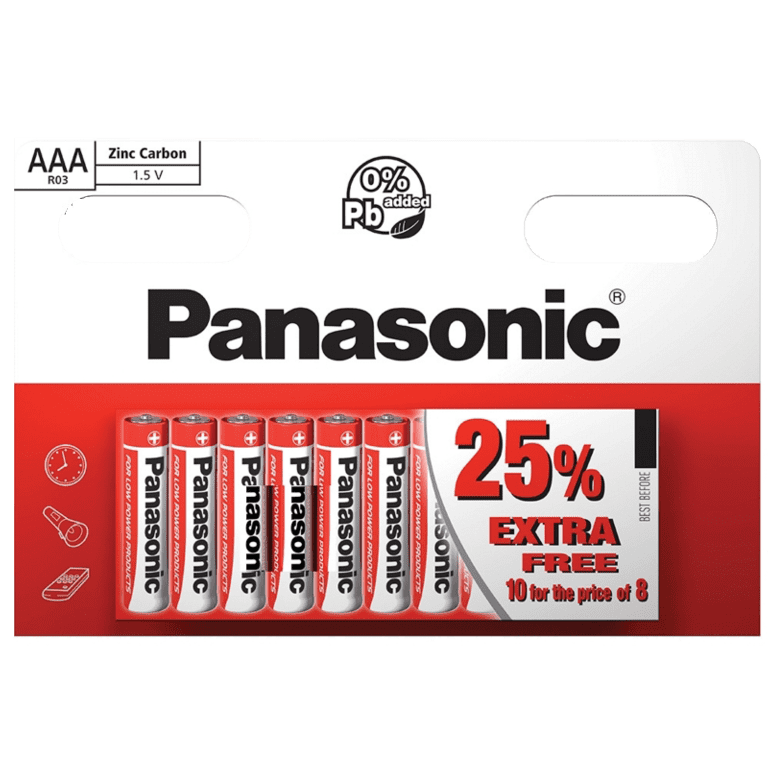 Panasonic Zinc AAA Batteries - Pack 10