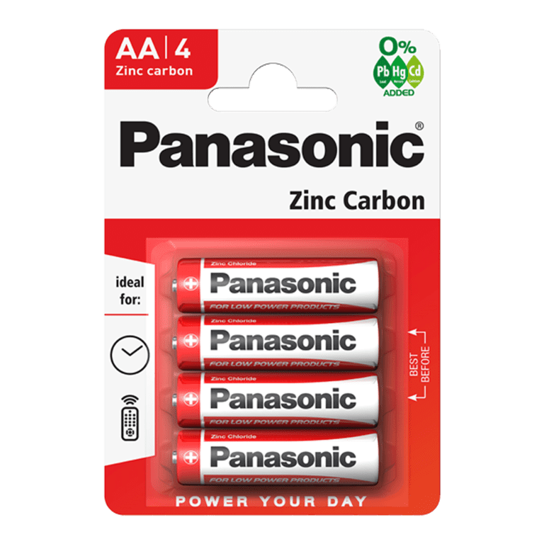 Panasonic Zinc Carbon Batteries Pack 4 - AA Size