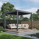 Aluminium Louvred Pergola 3m x 3m — Adjustable Roof, Matt Charcoal