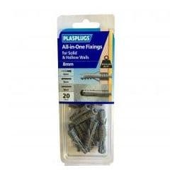 Plasplugs All In One Multi Purpose Fixings - 8mm Pack 20