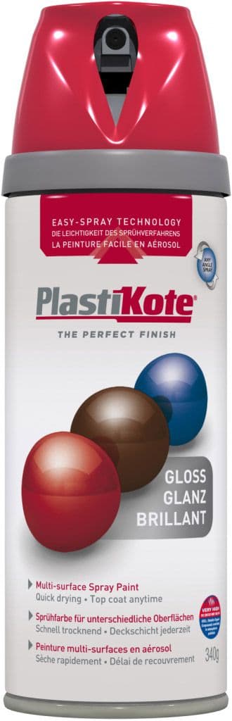 PlastiKote Twist & Spray Paint 400ml - Bright Red Gloss