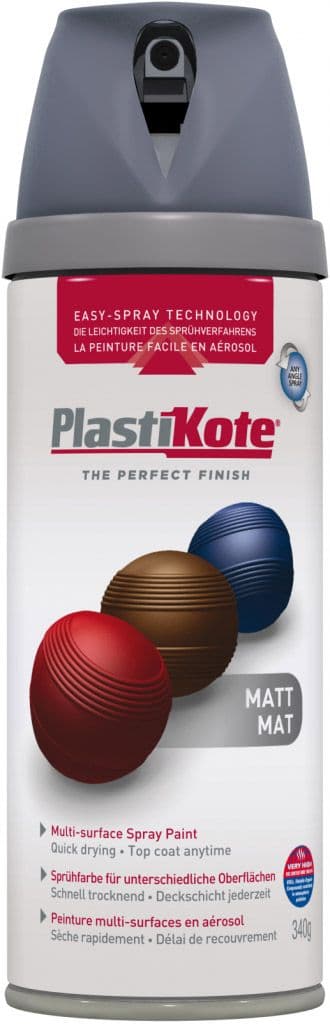 PlastiKote Twist & Spray Paint 400ml - Grey Matt