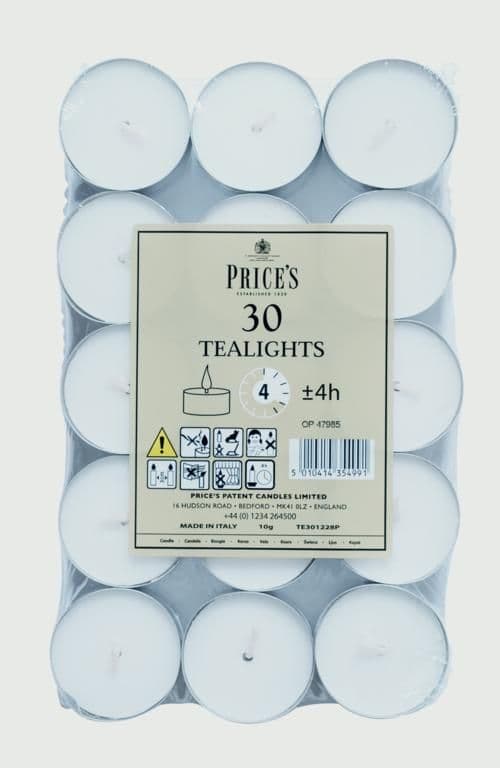 Price's Candles White Tealights - Pack 30