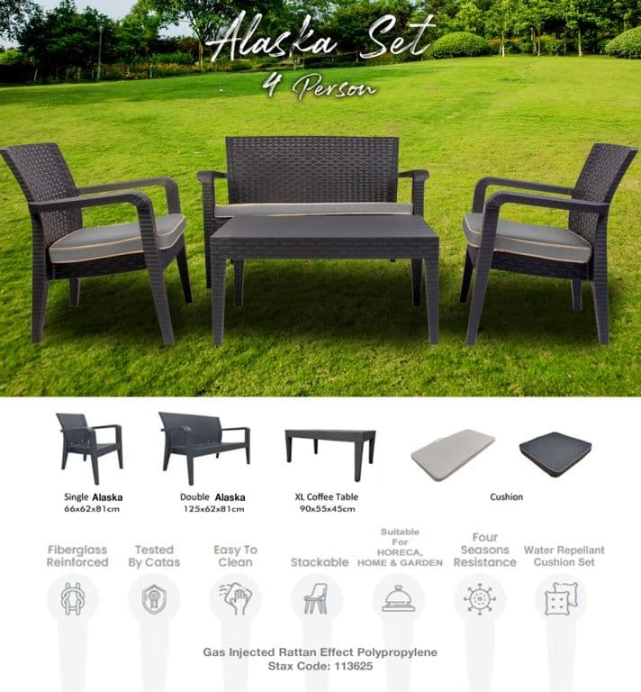 Professional Alaska Sofa Set Anthracite - 4 Piece