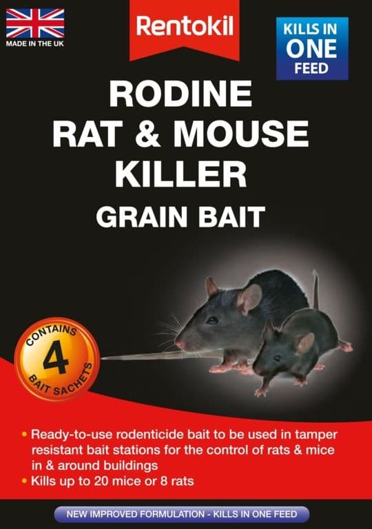 Rentokil Rodine Rat & Mouse Killer Grain Bait - 4 Sachet