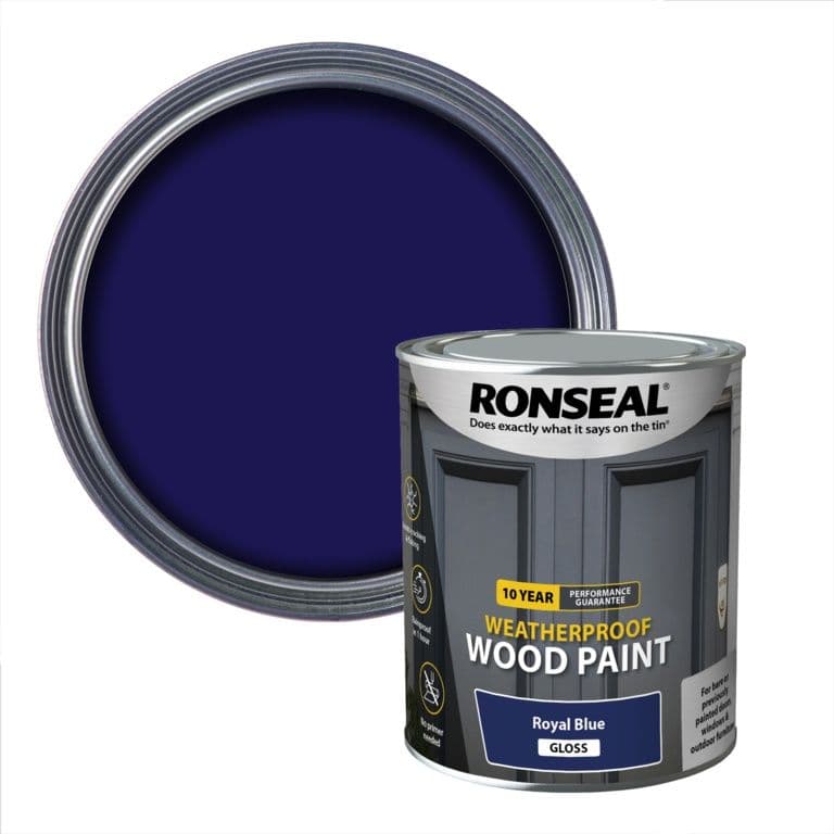 Ronseal 10 Year Weatherproof Gloss Wood Paint 750ml - Royal Blue