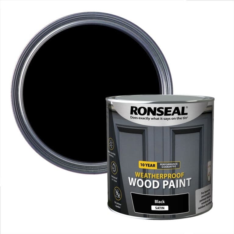 Ronseal 10 Year Weatherproof Satin Wood Paint 2.5L - Black