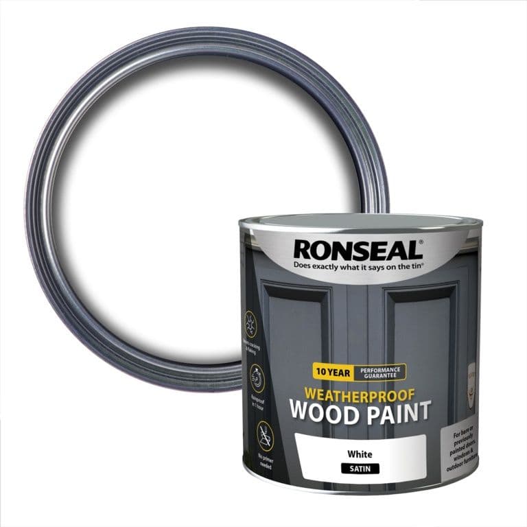 Ronseal 10 Year Weatherproof Satin Wood Paint 2.5L - White