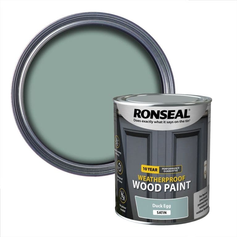 Ronseal 10 Year Weatherproof Satin Wood Paint 750ml - Duck Egg