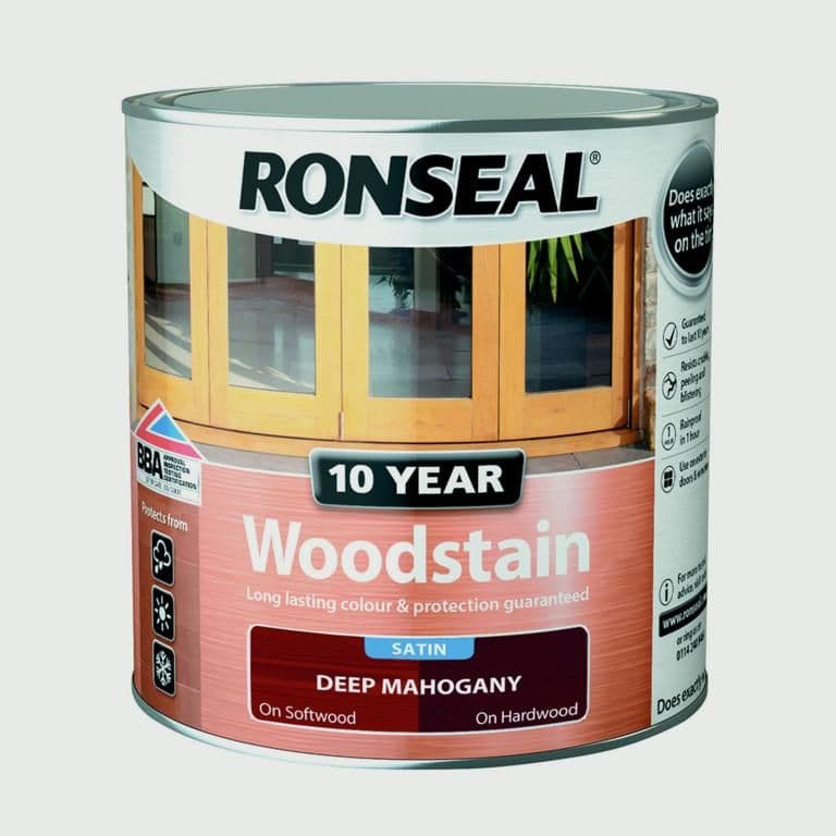 Ronseal 10 Year Woodstain Satin 250ml - Deep Mahogany