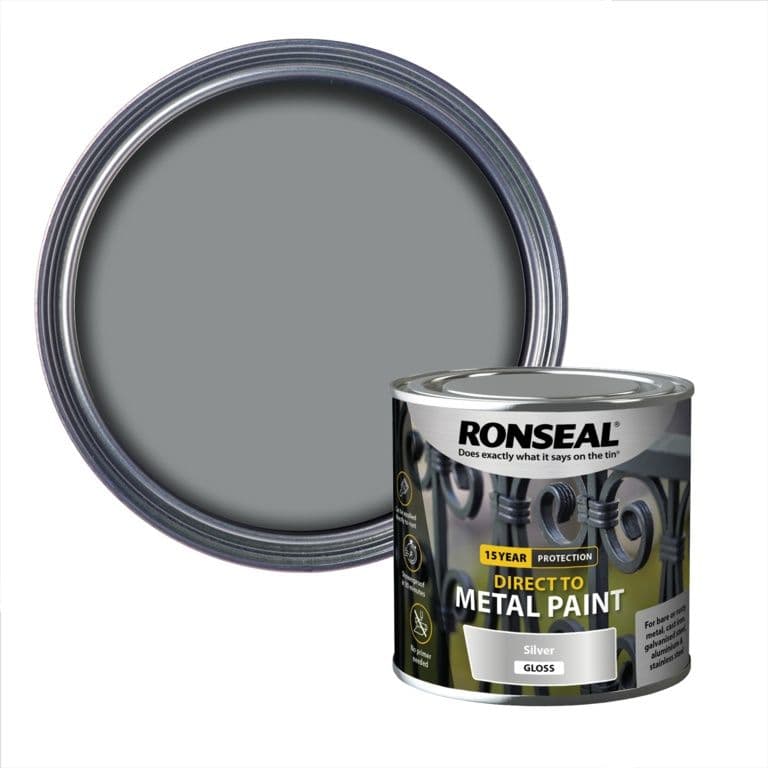 Ronseal Direct To Metal Paint 250ml - Silver Gloss