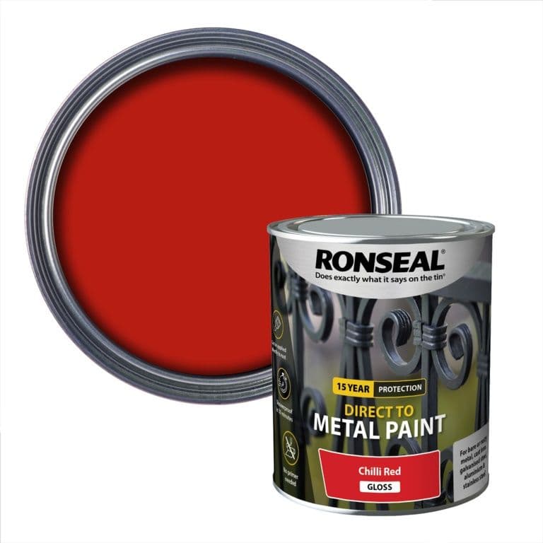 Ronseal Direct To Metal Paint 750ml - Chilli Red Gloss