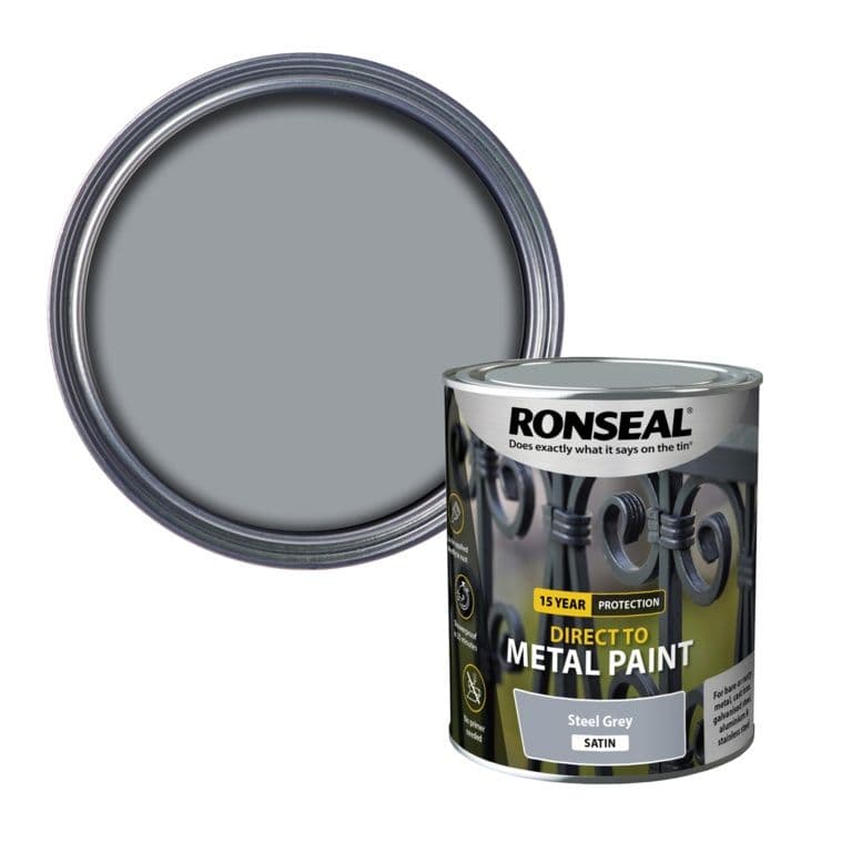 Ronseal Direct To Metal Paint 750ml - Steel Grey Satin