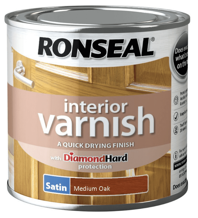 Ronseal Interior Varnish Satin 250ml - Medium Oak