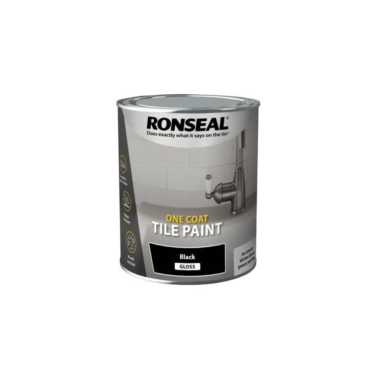 Ronseal One Coat Tile Paint 750ml - Black Gloss