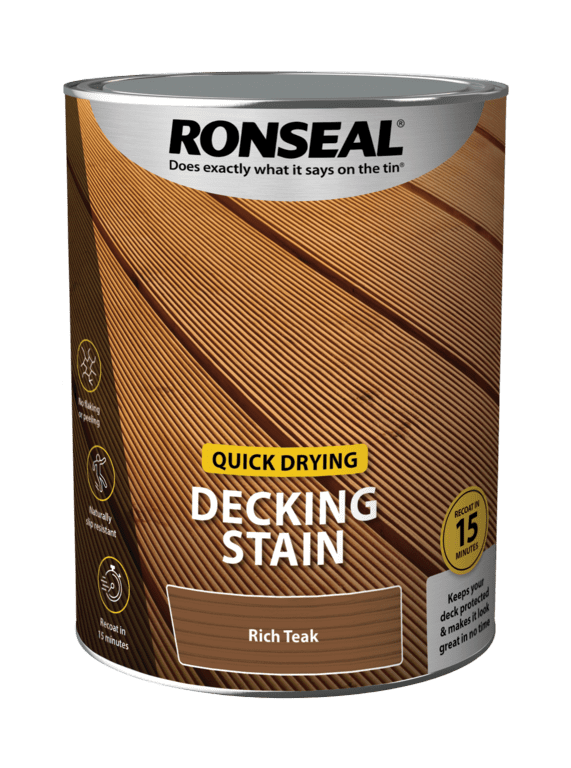 Ronseal Quick Drying Decking Stain 5L - Rich Teak