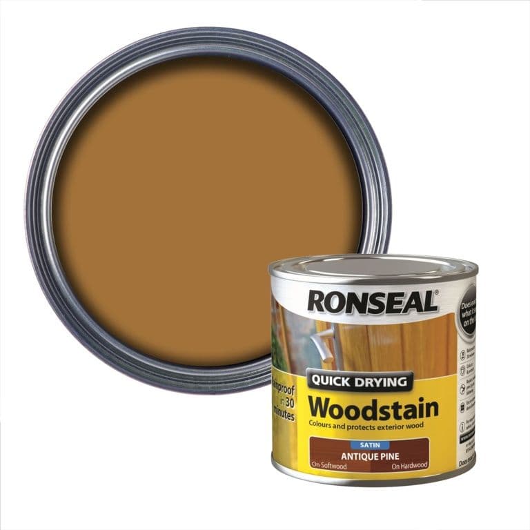 Ronseal Quick Drying Woodstain Satin 250ml - Antique Pine