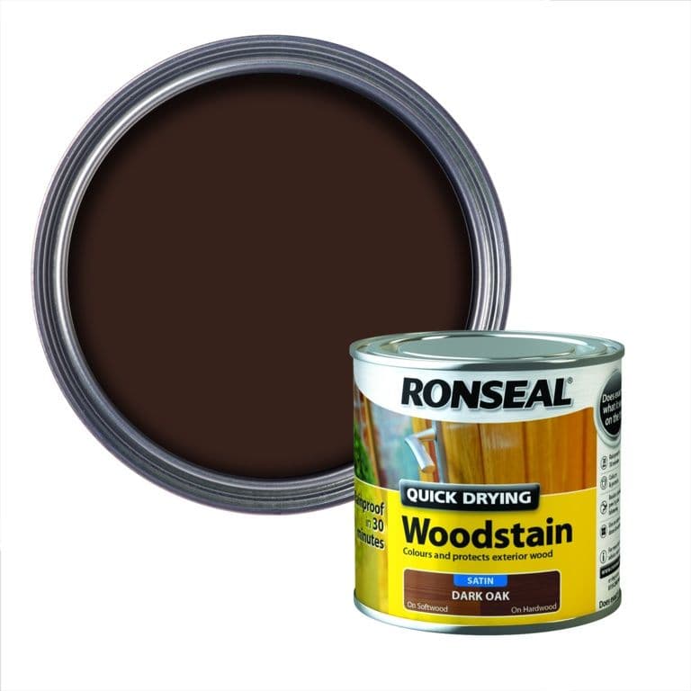Ronseal Quick Drying Woodstain Satin 250ml - Dark Oak