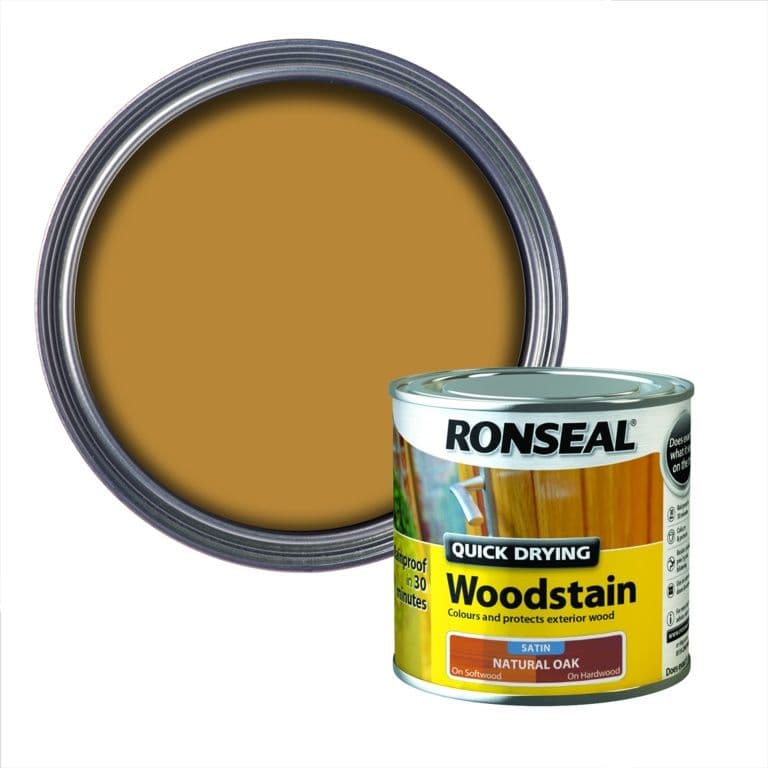 Ronseal Quick Drying Woodstain Satin 250ml - Natural Oak