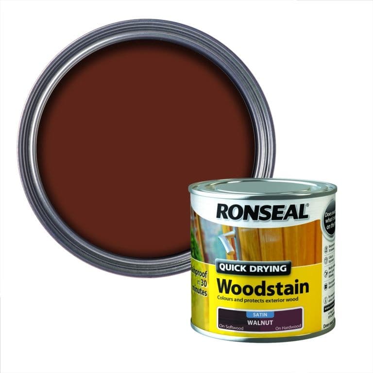 Ronseal Quick Drying Woodstain Satin 250ml - Walnut