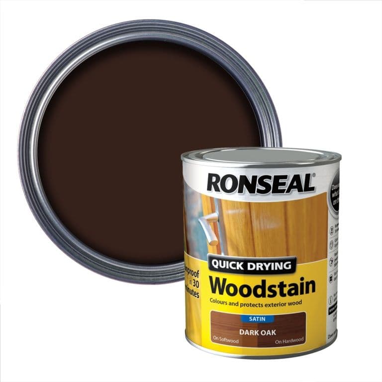 Ronseal Quick Drying Woodstain Satin 750ml - Dark Oak