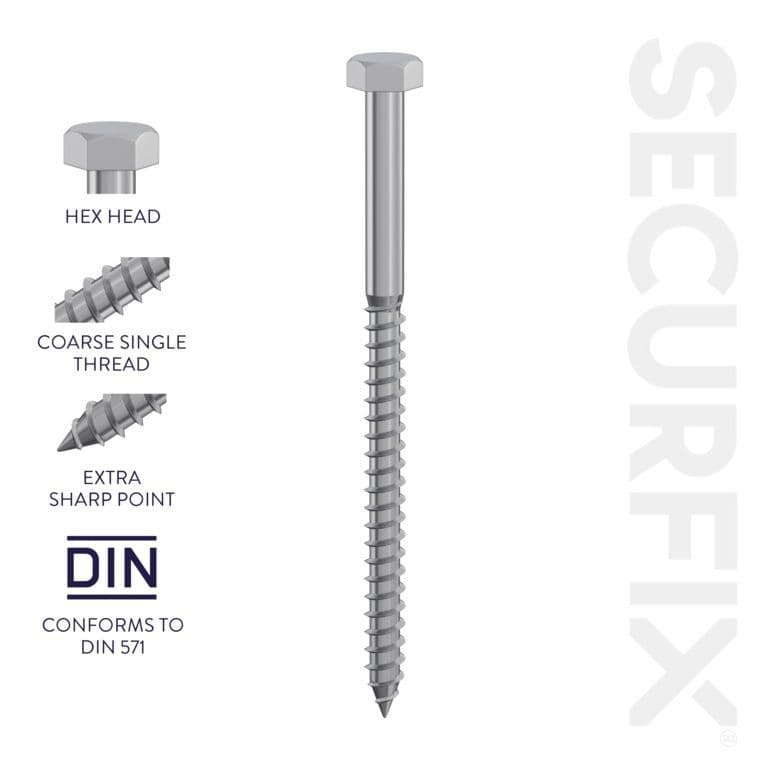 Securfix Coach Screws DIN571 M8 x 50mm - Pack of 100