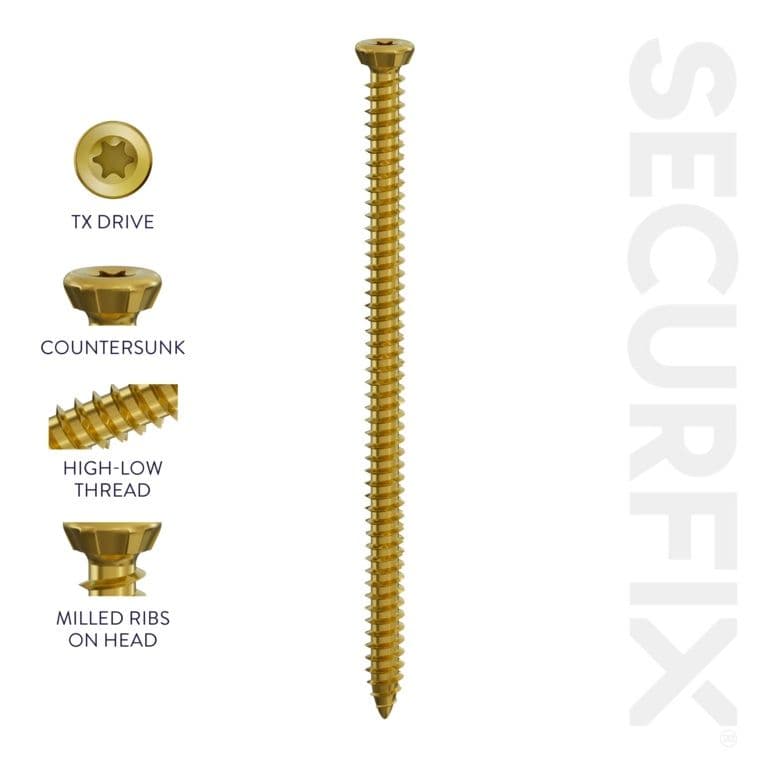 Securfix Concrete Frame Screws - 7.5 x 52mm Box of 100