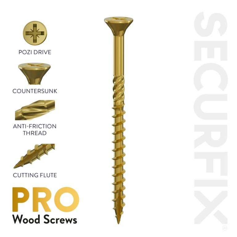 Securfix Pro Wood Screws - Size: 8 x 2 3/8 (4.0mm x 60mm) | Pack of 800 Screws