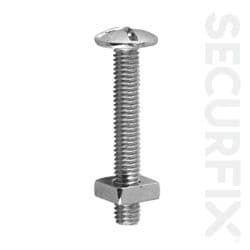 Securfix Roof Bolt Zinc Plated M6X30mm - 25 Pack
