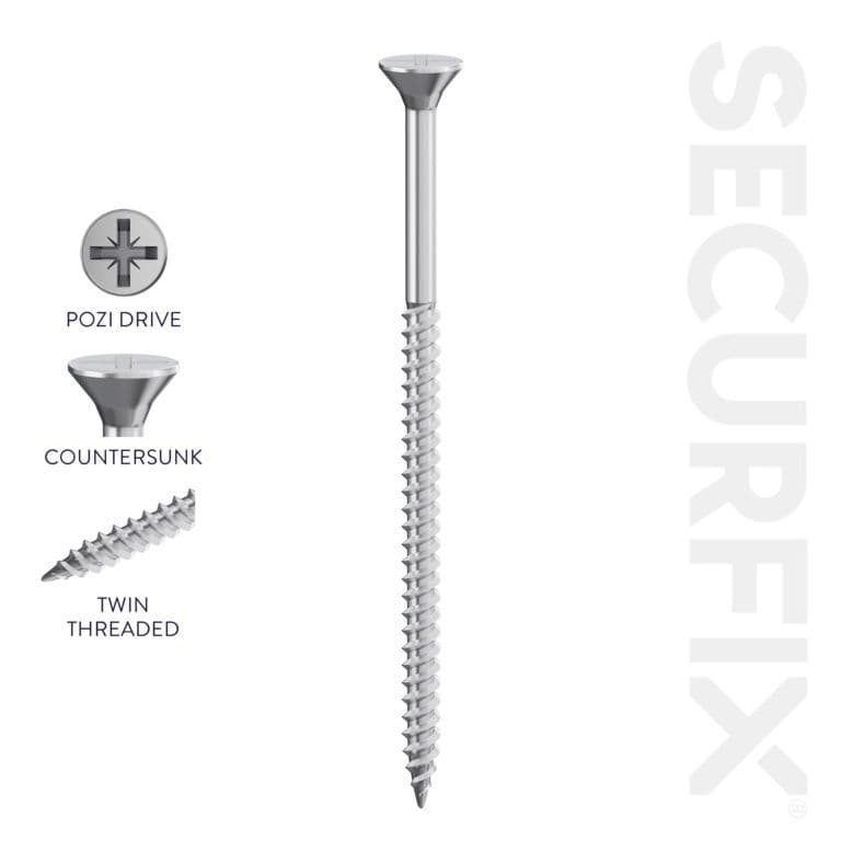 Securfix Twin Thread Screws - 8 x 3"-4.0 x 75mm | Pack of 100