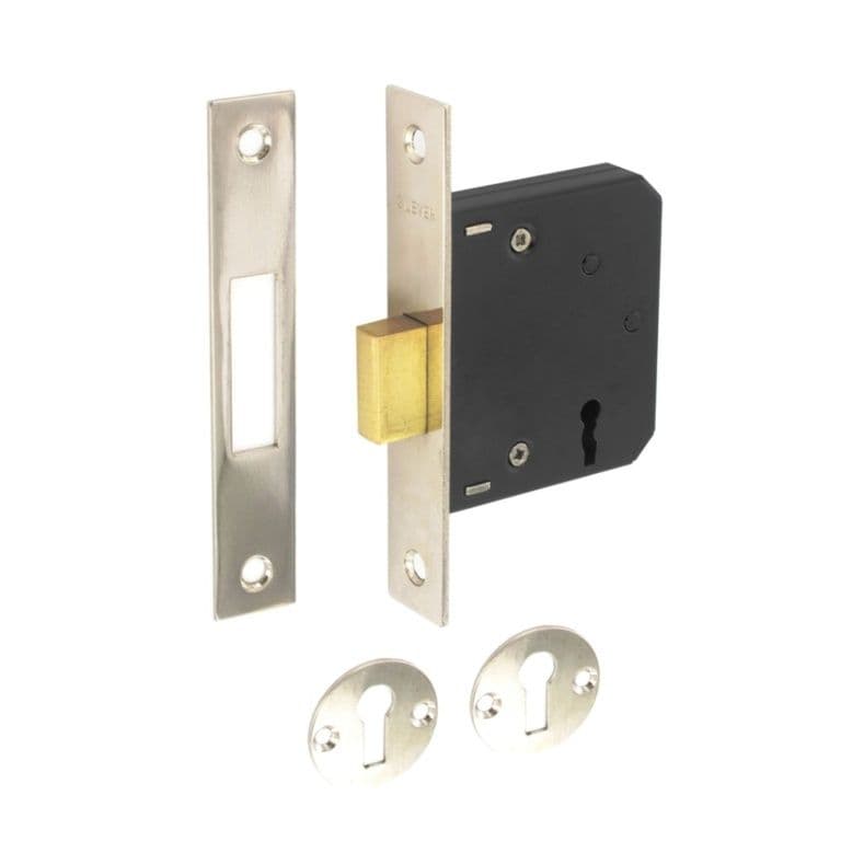 Securit 3 Lever Deadlock - 63mm Nickel Plated