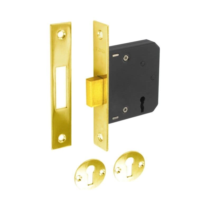 Securit 3 Lever Deadlock - 75mm Brass Plated