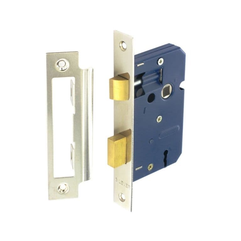Securit 3 Lever Sashlock Nickel Plated with 2 Keys - 63mm