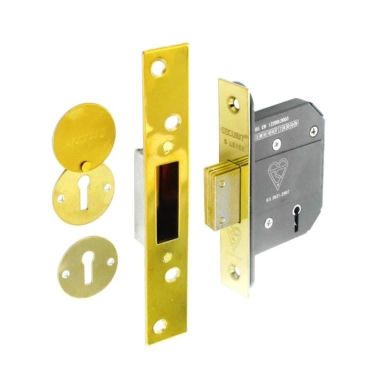 Securit 5 Lever Deadlock BS3621 Brass - 63mm