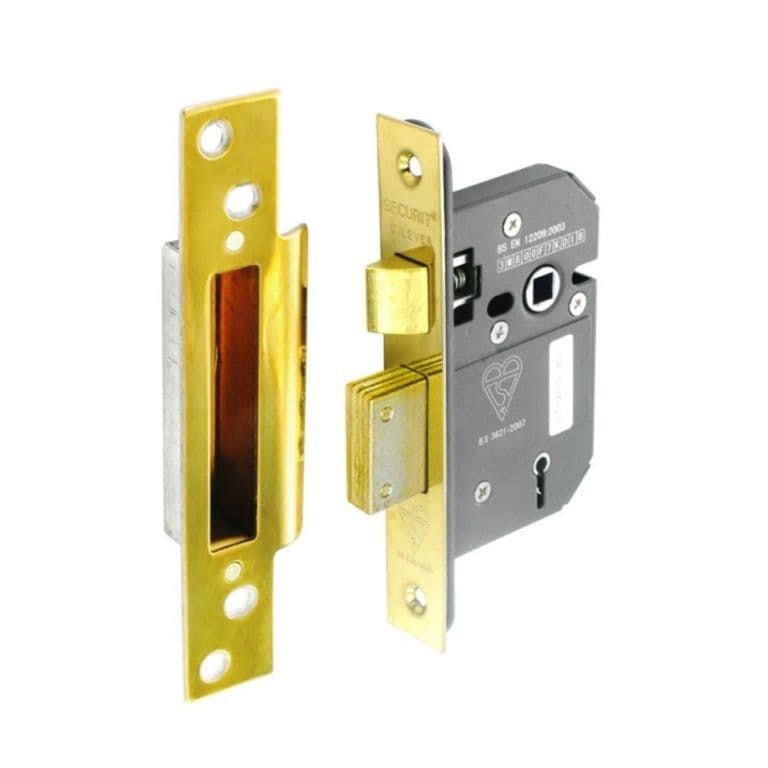 Securit 5 Lever Sashlock BS3621 - 63mm Brass Plated