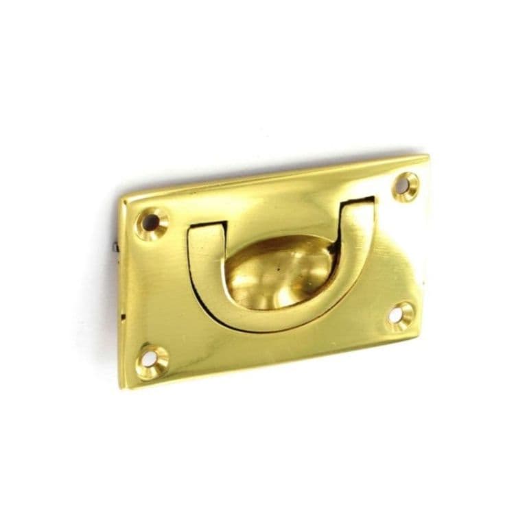 Securit Brass flush drop handle - 90mm, Pack of 5 - only available by special order