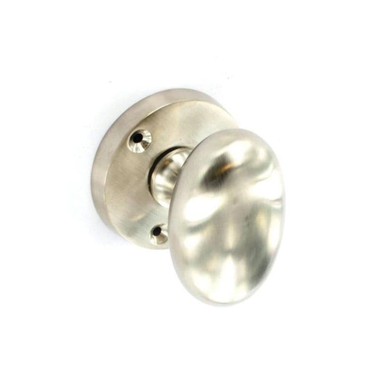 Securit Brushed Nickel Oval Mortice Knobs (Pair) - 60mm