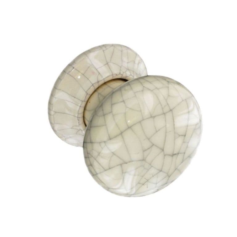Securit Ceramic Door Knobs Cracked Cream (Pair) - 60mm - Pack of 5