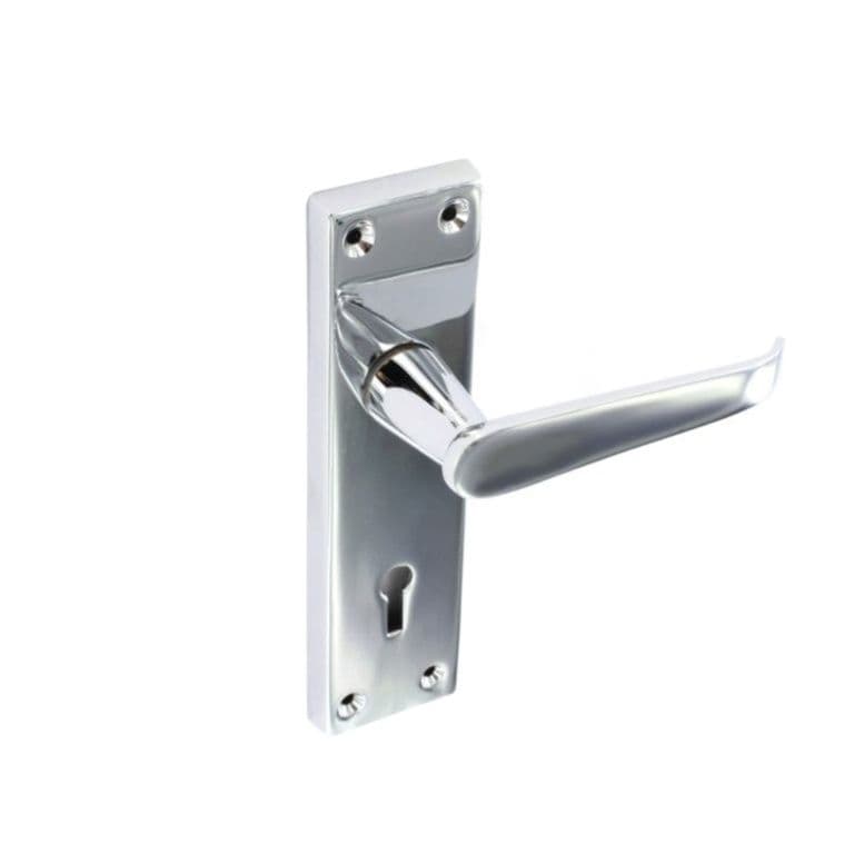 Securit Chrome Flat Lock Handles (Pair) - 150mm