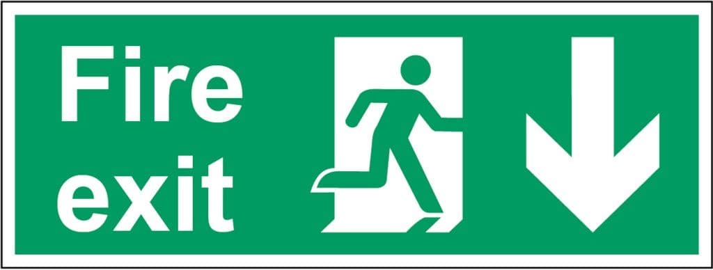 Securit Fire Exit Arrow Down - 400mmx150mm
