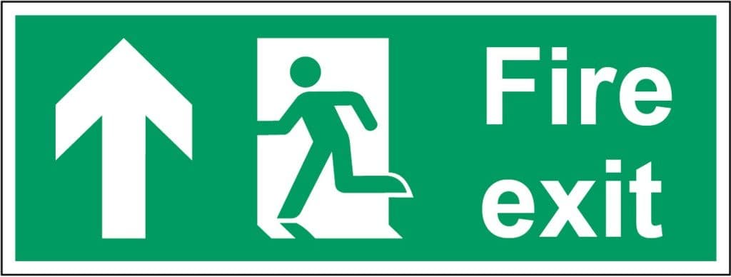 Securit Fire Exit Arrow Up - 400mmx150mm