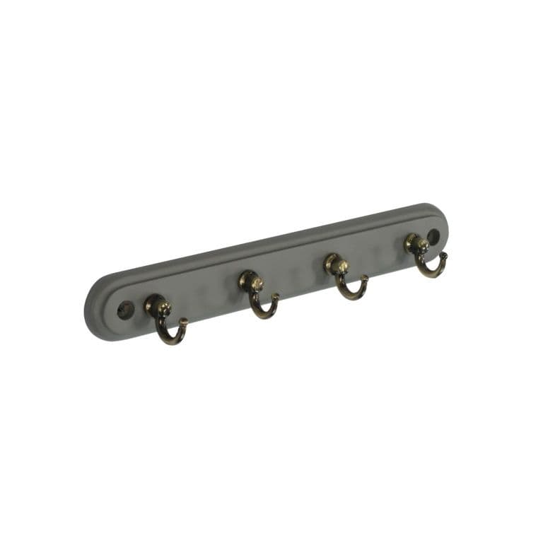 Securit Grey Hat & Coat Board - 4 Antique Brass Hooks