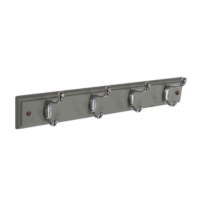 Securit Grey Hat & Coat Board - 4 Chrome Plated Hooks