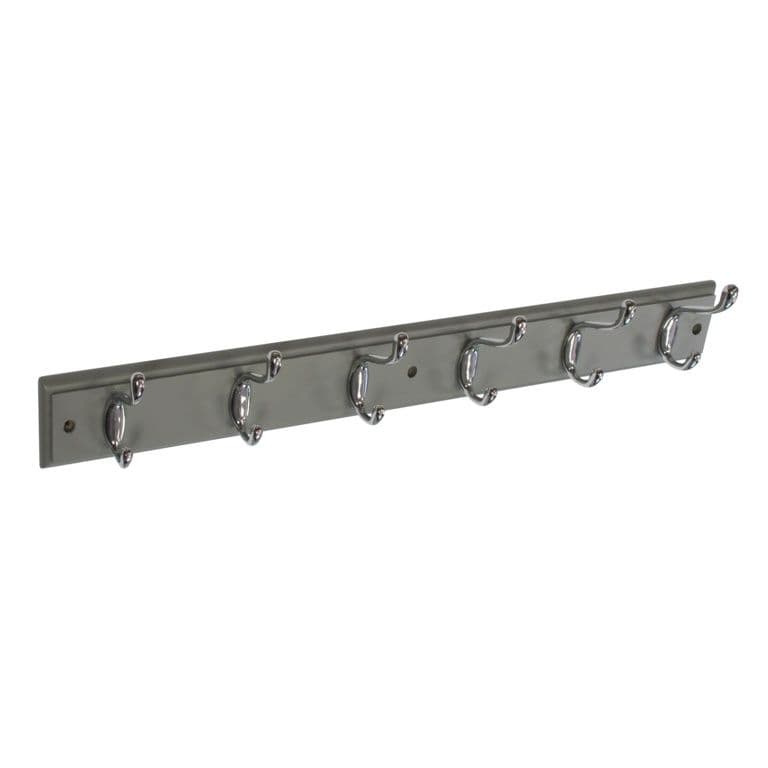 Securit Grey Hat & Coat Board - 6 Chrome Plated Hooks